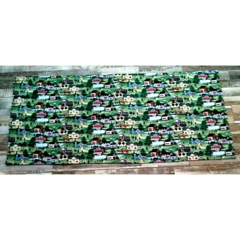 Farmhouse Village Country Town Scene Curtain Valance Light Blocking 24 X 52